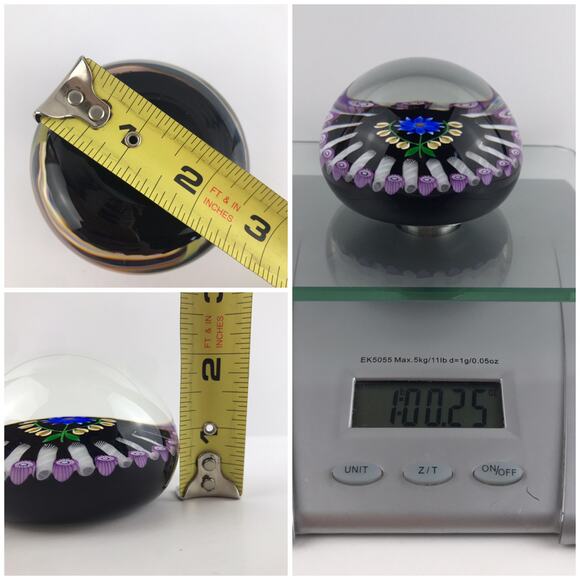 Perthshire 1991A Bouquet on Black Lampwork Millefiori Latticinio Paperweight COA - Picture 8 of 15